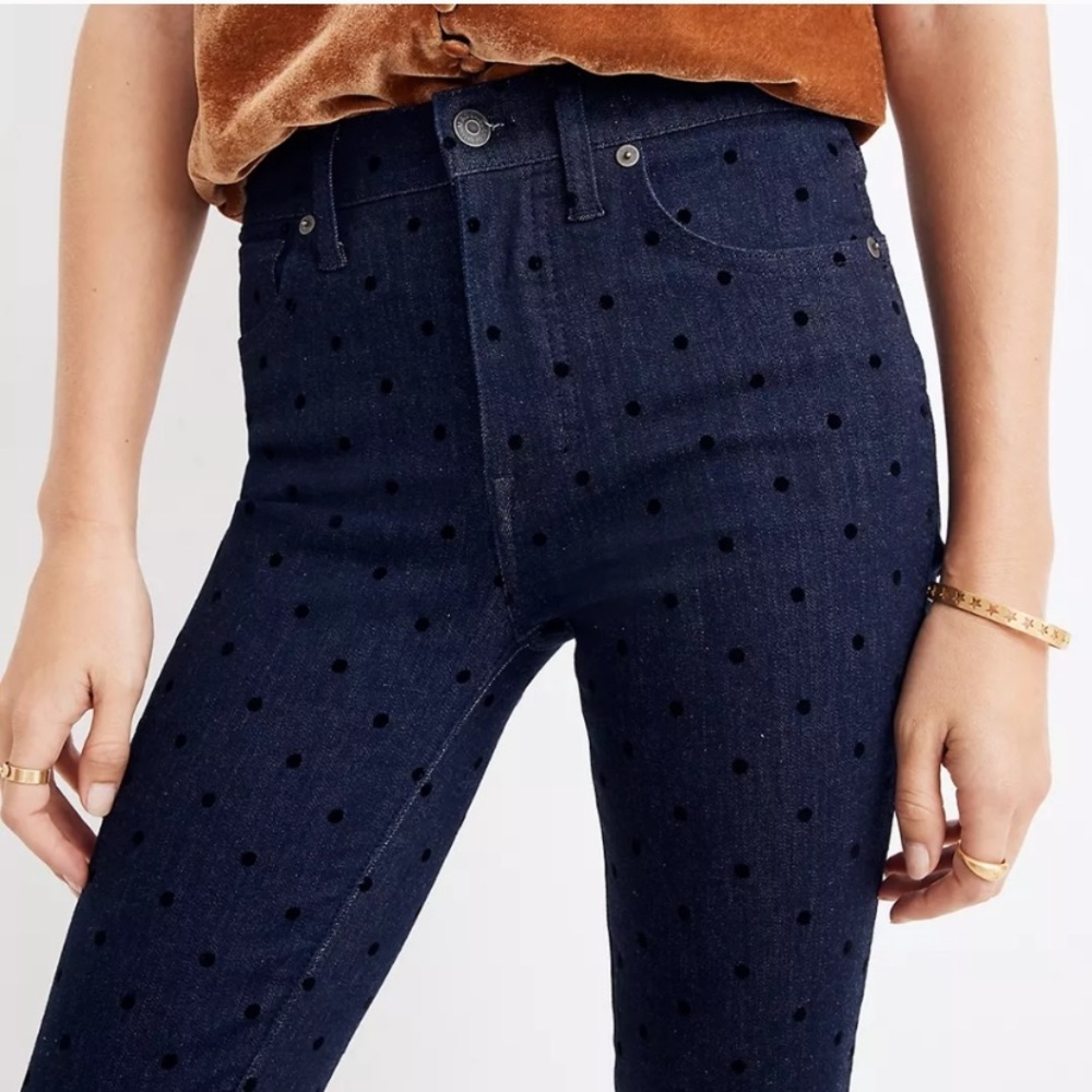 Madewell Flocked Dot High-Rise Skinny Jeans 32